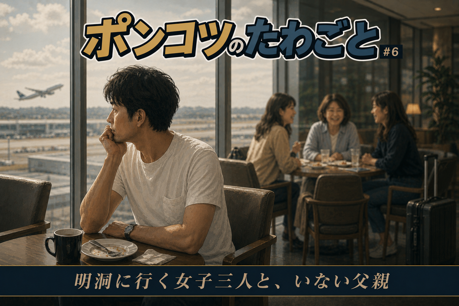 明洞に行く女子三人と、いない父親